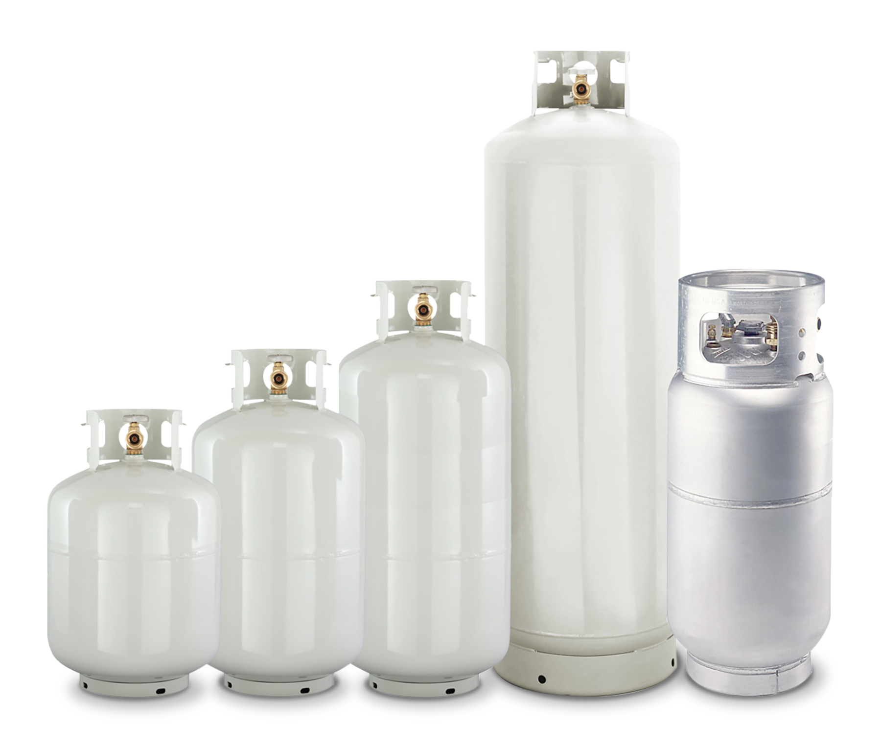 Lineup of propane tank sizes